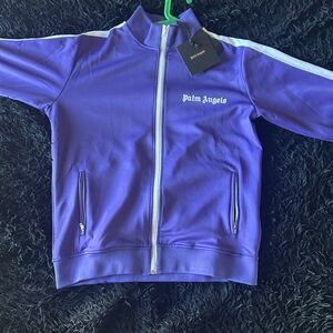 Palm Angels Violet Track Jacket with White Stripes